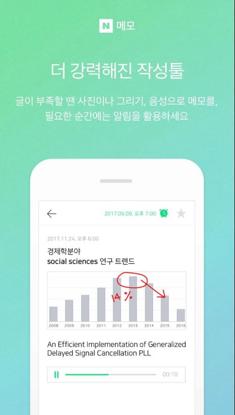 Aplicación de notas Naver